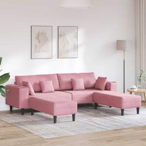 Sofa 3 szt. Różowy Aksamit