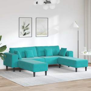 Sofa 3 szt. Turkusowy Aksamit