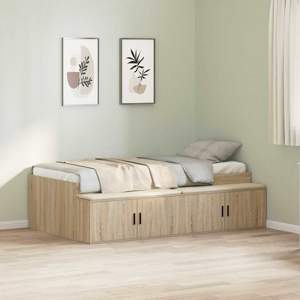 Ramka łóżka Dąb Sonoma 90 x 190 cm Drewno inżynieryjne