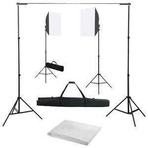 Fotograficzny zestaw studyjny z lampami softbox i tłem