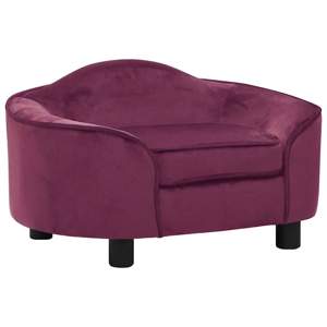 Sofa dla psa, bordowa, 67x47x36 cm, pluszowa