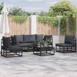 Zestaw Sof na Ogród 5 szt. Czarny Aluminium