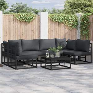 Zestaw Sof na Ogród 7 szt. Czarny Aluminium