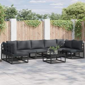 Zestaw Sof na Ogród 7 szt. Czarny Aluminium