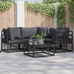 Zestaw Sof na Ogród 5 szt. Czarny Aluminium