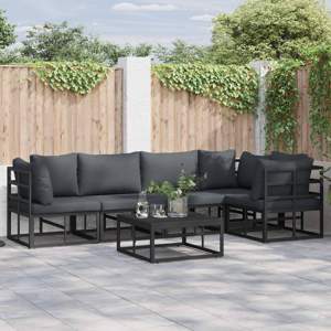 Zestaw Sof na Ogród 6 szt. Czarny Aluminium