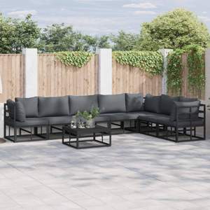 Zestaw Sof na Ogród 8 szt. Czarny Aluminium