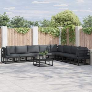 Zestaw Sof na Ogród 8 szt. Czarny Aluminium