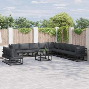 Zestaw Sof na Ogród 11 szt. Czarny Aluminium
