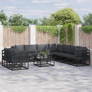 Zestaw Sof na Ogród 10 szt. Czarny Aluminium