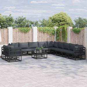 Zestaw Sof na Ogród 11 szt. Czarny Aluminium