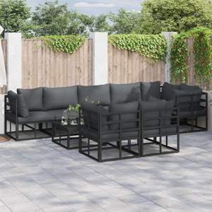 Zestaw Sof na Ogród 9 szt. Czarny Aluminium