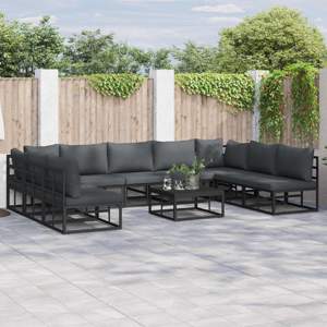Zestaw Sof na Ogród 9 szt. Czarny Aluminium