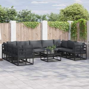 Zestaw Sof na Ogród 9 szt. Czarny Aluminium