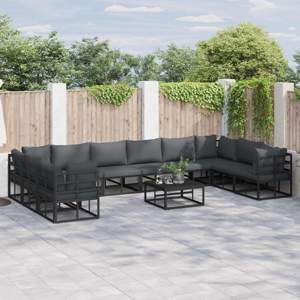 Zestaw Sof na Ogród 11 szt. Czarny Aluminium
