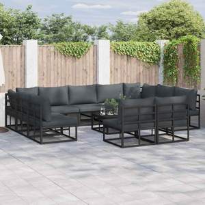 Zestaw Sof na Ogród 12 szt. Czarny Aluminium