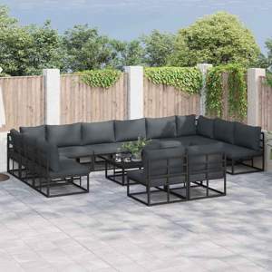 Zestaw Sof na Ogród 12 szt. Czarny Aluminium