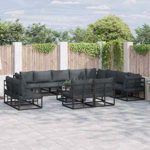 Zestaw Sof na Ogród 13 szt. Czarny Aluminium