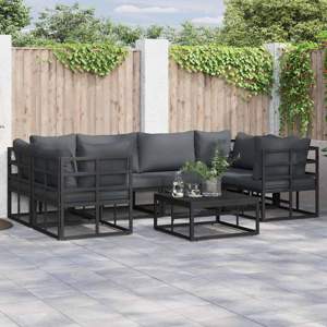 Zestaw Sof na Ogród 6 szt. Czarny Aluminium