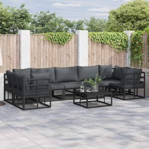 Zestaw Sof na Ogród 8 szt. Czarny Aluminium