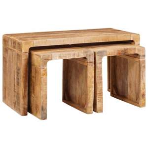 Stolik Nesting 3 szt. Brązowy 82 x 40 x 46 cm Drewno z mango