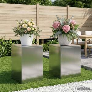 Stojak na rośliny 2 pcs srebrny 30 x 30 x 40 cm Stal nierdzewna