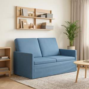 Sofa dwuosobowa niebieski 130 x 81 x 82 cm Tkanina sztruksowa