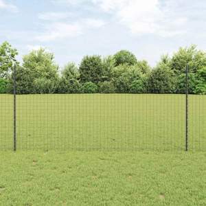 Ogrodzenie Euro z słupkiem 25 x 1,2 m Stal pokryta PVC Szary