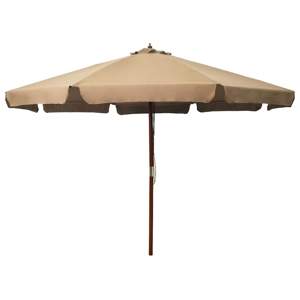 Parasol ogrodowy na drewnianym słupku, 330 cm, taupe
