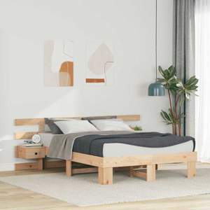 Ramka łóżka Brązowy 140 x 190 cm Lite drewno sosnowe