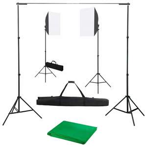Fotograficzny zestaw studyjny z lampami softbox i tłem