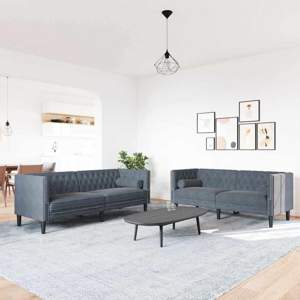 Sofa do salonu 2 szt. Ciemnoszary Aksamit