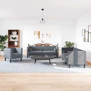 Sofa do salonu 3 szt. Ciemnoszary Aksamit