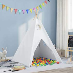 Namiot Teepee Biały 120 x 120 x 150 cm Tkanina i plastik