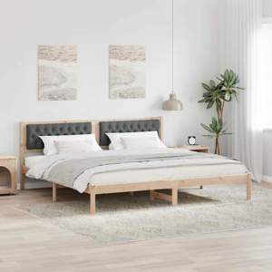 Ramka łóżka Ciemnoszary 200 x 200 cm Lite drewno sosnowe