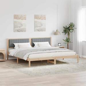 Ramka łóżka Jasnoszary 200 x 200 cm Lite drewno sosnowe
