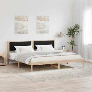 Ramka łóżka Czarny 200 x 200 cm Lite drewno sosnowe
