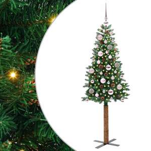 Szczupła Choinka Zielony 150 cm PVC i lite drewno sosnowe