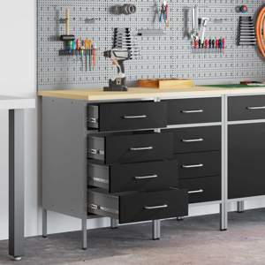 Szafka robocza 2 szt. Czarny i szary 100 x 55 x 85 cm
