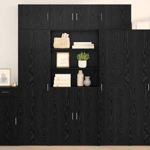 Highboard Czarny Dąb 80 x 42,5 x 185 cm Drewno inżynieryjne