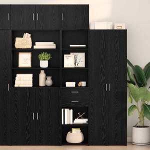 Highboard Czarny Dąb 45 x 42,5 x 185 cm Drewno inżynieryjne