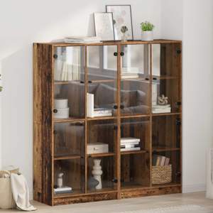 Highboard 2 szt. Stare drewno 68 x 37 x 142 cm