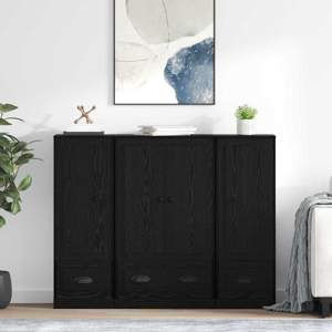 Highboard 3 szt. Czarny Dąb 132 x 35,5 x 103,5 cm