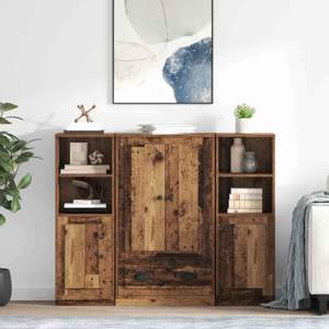 Highboard 3 szt. Stare drewno 132 x 35,5 x 103,5 cm