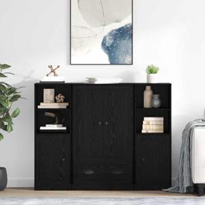 Highboard 3 szt. Czarny Dąb 132 x 35,5 x 103,5 cm