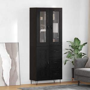 Highboard Czarny Dąb 69,5 x 34 x 90 cm Drewno inżynieryjne