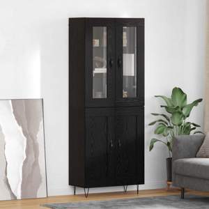 Highboard Czarny Dąb 69,5 x 34 x 90 cm Drewno inżynieryjne