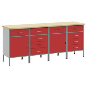 Szafka robocza 4 szt. Czerwony i Szary 200 x 55 x 85 cm