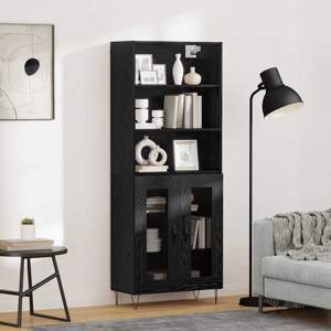 Highboard 2 szt. Czarny Dąb 69,5 x 34 x 180 cm