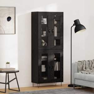 Highboard Czarny Dąb 69,5 x 34 x 90 cm Drewno inżynieryjne